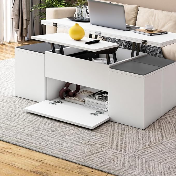 METAFURN Convertible Coffee Table with Expendable Dining Table