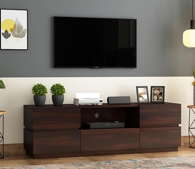 MetalTree Rustic Solid Sheesham Wood TV Unit